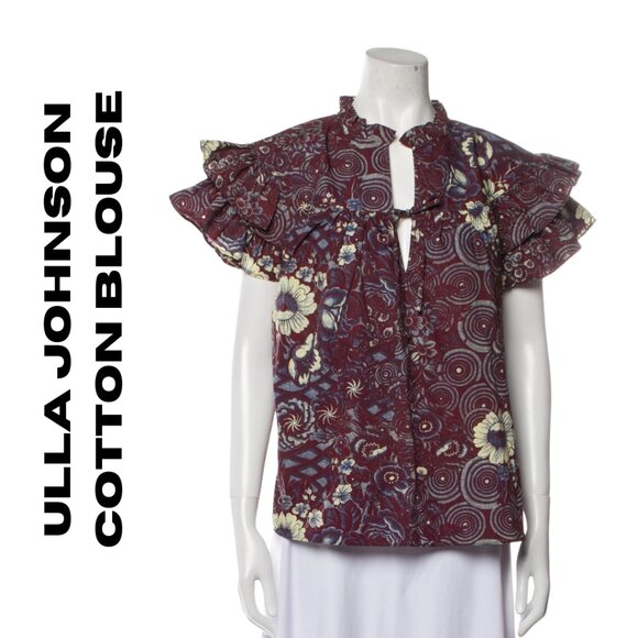 Ulla Johnson Floral Print Blouse – Burgundy - Picture 1 of 8